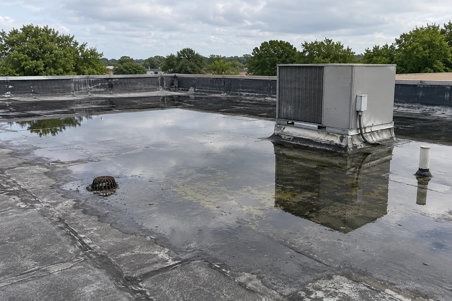 Commercial Ponding Water Roof Repair in Chesapeake, VA