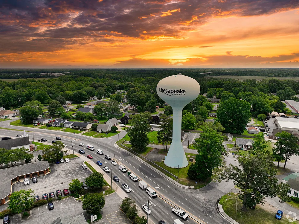 Chesapeake water tower from above